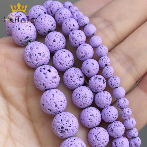 Natural Stone Light Purple Volcanic Rock Lava Hematite Round Beads For Jewelry Making DIY Bracelet Ear Studs 15'' 4 6 8 10mm ► Photo 1/6