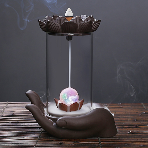 Fashion Bergamot Lotus Burner Smoke Waterfall Incense Burner Cone Incense Censer Living Room Decoration Aromatherapy Fountain ► Photo 1/6