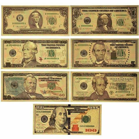 Colored American Gold Banknote 5 Dollar Banknote Fake Money Value Souvenir  Gold Plated For Collection Gifts 10pcs/lot - Gold Banknotes - AliExpress