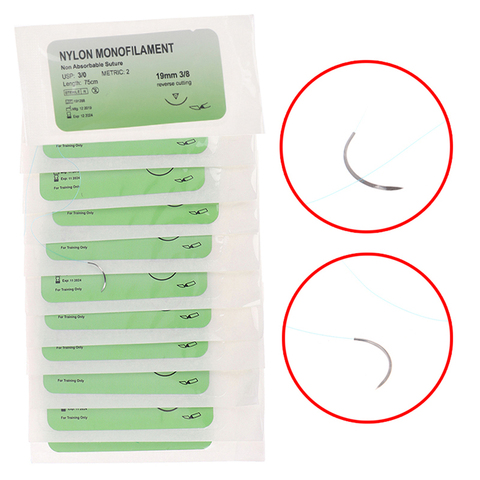 12 Pcs/Set 75cm 2/0 3/0 Medical Needle Suture Nylon Monofilament Thread Suture Practice Kit Teaching Demonstrations Exercises ► Photo 1/6