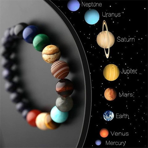 JD 2022 Eight Planets Bead Bracelet Men Natural Stone Universe Yoga Solar Chakra Bracelet for Women Men Jewelry Chritmas Gifts ► Photo 1/6