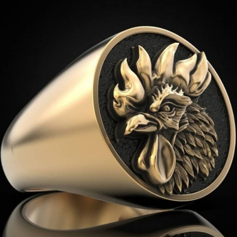 Vintage  Domineering Rooster Head Finger Rings for Men Personality Hip Hop Chicken Animal Biker Ring Banquet Jewelry Party Gifts ► Photo 1/5