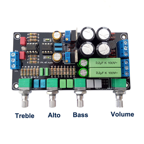 Dual LME49720 / OPA2107 / OP275 / OPA2134 Repalceable Preamp Board Audio bass equalizer Pre amplifier Tone Control Preamplifier ► Photo 1/6