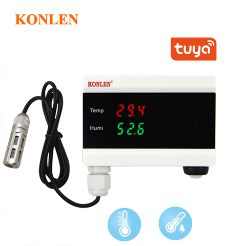 KONLEN Tuya WIFI Temperature Thermometer Humidity Hygrometer Detector Alarm Sensor Smart Life App Home Thermostat Controller ► Photo 1/6