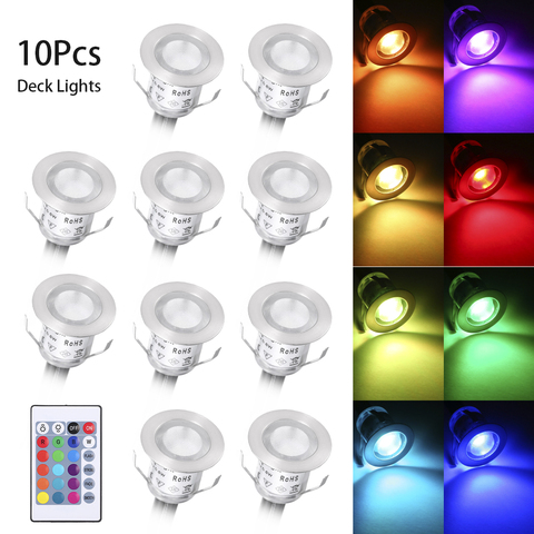 16 Colors 10PCS LED Deck Lights with Remote Control IP67 Waterproof Underground Lamp 4 Modes Outdoor Spotlight Yard Garden Stair ► Photo 1/5