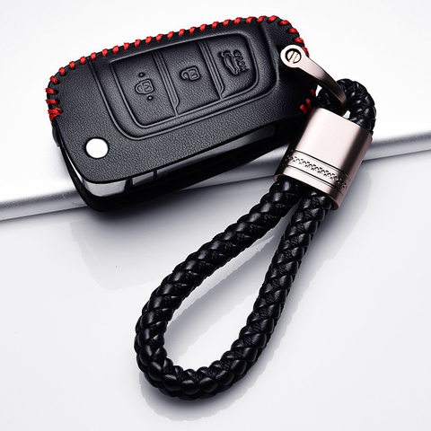 Leather Key cover Folding Remote protect Car Key Case For Hyundai Solaris 2 Elantra i30 i35 i40 Tucson Kona 2017 2022 ► Photo 1/4