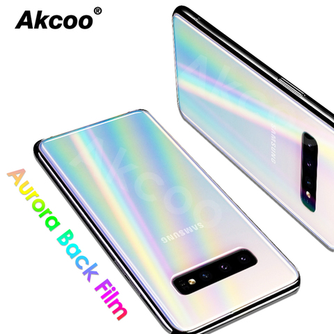 Akcoo 2 pack Aurora gradient back film for Samsung S10 Plus rear rainbow protector S8 9 Plus Note 8 9 10 Plus back prtector film ► Photo 1/6