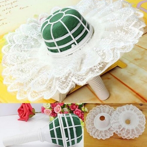 1 Set Wedding Bridal Bride Bouquet Holder Handle White Lace Collar Flower Holder ► Photo 1/6