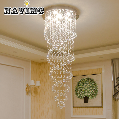 Modern LED Crystal Chandeliers Light Fixture for Staircase Stair Lights Luxury Hotel Villa Vanity Bedroom Hanging Lamp ► Photo 1/6