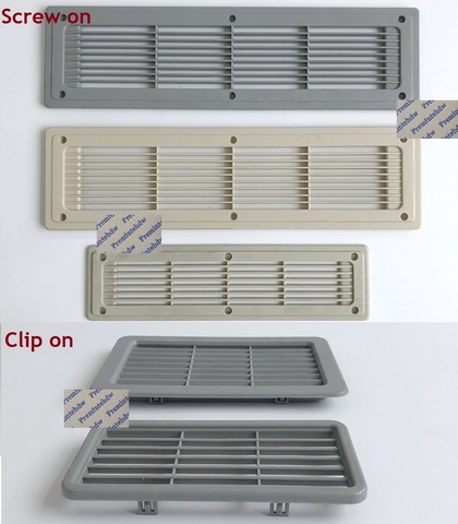 2Pcs/Lot  Clip Screw On Beige Grey Rectangle Plastic Air Vent Grille Cabinet RV Caravan ► Photo 1/1