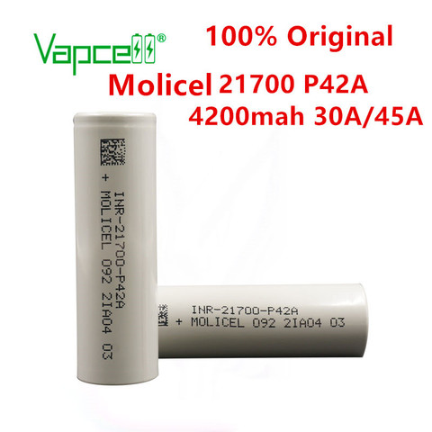 vapcell original li ion battery molicel rechargeable 21700 4200mah 30A / 45A P42A 3.7V cell  lithium batteries for flashlight ► Photo 1/5