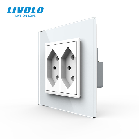 Livolo EU Standard two gang Switzerland Power Socket, colorful Crystal Glass Panel,switzerland  10A double Wall Power Socket ► Photo 1/6