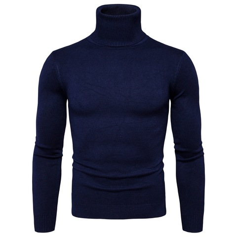 Mens Turtleneck Winter Warm Sweater Men pullover sweater Solid Knitted Mens Sweaters Casual Male Double Collar Slim Fit Pullover ► Photo 1/6