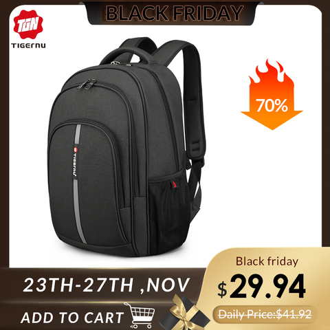Tigernu Backpack Male Large Capacity Water Resistant Laptop Backpacks 15.6 Inch Travel Bag with Reflective Stripe USB Charging ► Photo 1/6