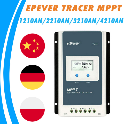 EPever Solar Charge Controller 10A 20A 30A 40A Blacklight LCD Solar Regulator 12V 24V Auto Tracer1210AN 2210AN 3210AN 4210AN TOP ► Photo 1/6