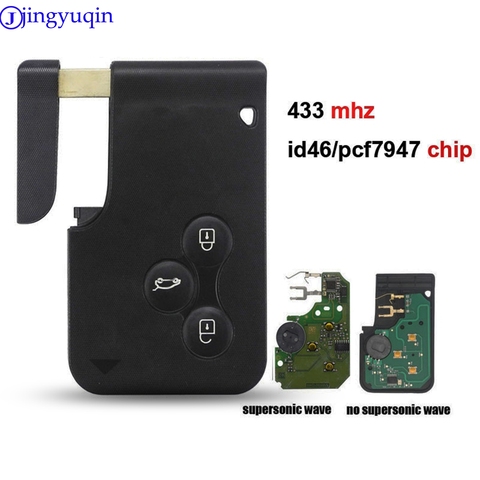 jingyuqin 1P/3P/5P 3 Button 433Mhz ID46 PCF7947 Chip & Insert Small Blade Remote Smart Key Card for Renault Megane Scenic Grand ► Photo 1/5