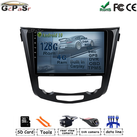 4G+128G 10'' Android 10 Car Nissan X-Trail Qashqai 2 J1T32 Qashqai J10 J11 2014 2015 2016 2017 2022 GPS CARPLAY ► Photo 1/6