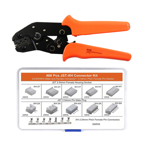 SN-28B crimping plier 460pcs 2.54mm JST-XH Connector Kit Female Pin Header and 2/3/4/5/6 Pin Housing terminals Adapter Plug set ► Photo 1/6