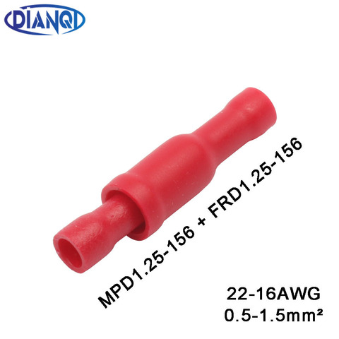 FRD1.25-156 MPD1.25-156 Female and Male Insulated Electric Connector Crimp Bullet terminal for 22~16 AWG Audio Wiring ► Photo 1/4