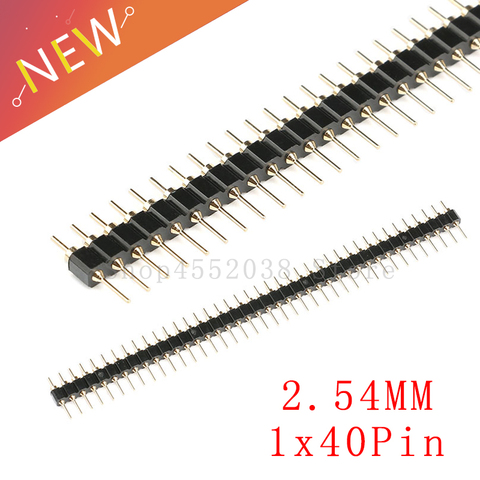 5 Pieces 40Pin Connector Header Round Needle Gold Plated 1x40 Golden Pin Single Row Male 2.54mm Breakable Pin Connector Strip ► Photo 1/4