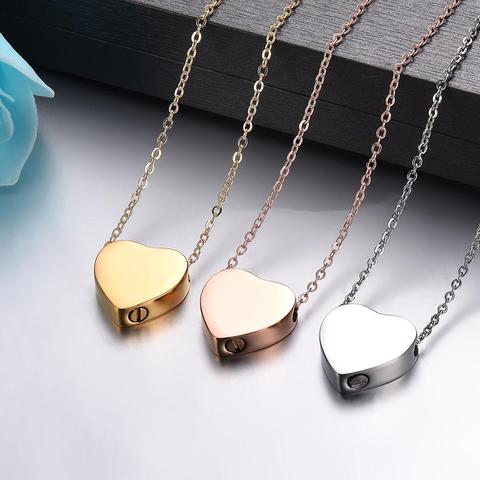 Heart Shaped Memorial Urns Necklace Human/ Pet Ash Casket Cremation Pendant 3 Colors Stainless Steel Jewelry Can Open ► Photo 1/6
