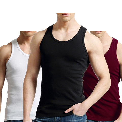 2 PCS/Lot Tank Tops Men 100% Cotton Solid Vest Male Breathable Sleeveless Tops Slim Casual Undershirt Mens Gift ► Photo 1/6