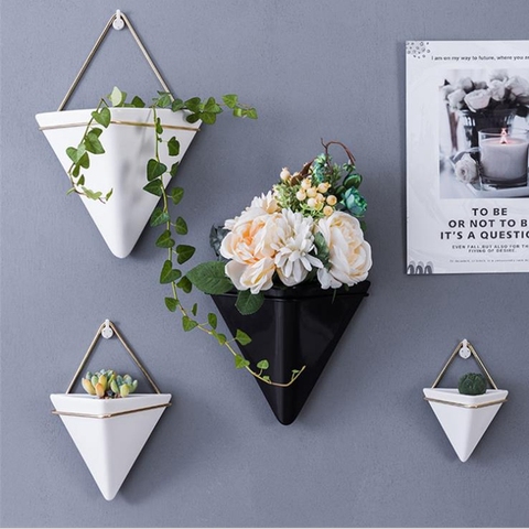 Nordic Ceramic Wall Vase Wall Pot Home Hanging Flower Pot Wall Plant Flower Vases Wall Decorations Home Living Room Decor ► Photo 1/6