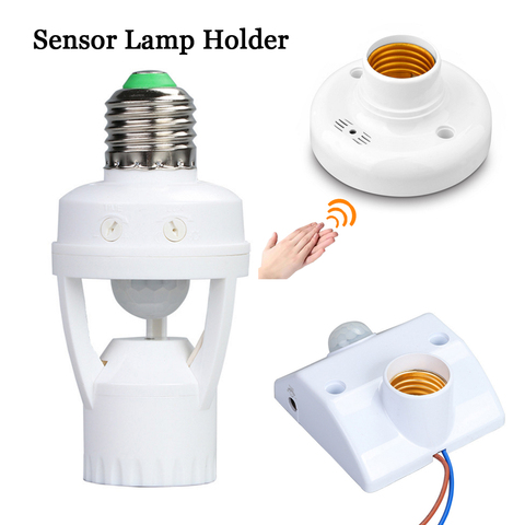 E27 Lamp Holder Socket Sound Motion Sensor 110V 220V AC Ampoule LED Light Bulb Base Intelligent Light Bulb Switch White ► Photo 1/6
