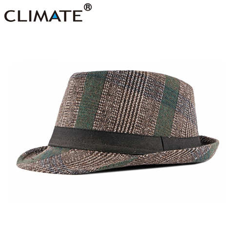 CLIMATE Men Plaid  Hat Cap Fedora Jazz Checks Formal Hats for Man Solid Winter Polyester Woolen Fedoras Cap Fedora Men Hat Cap ► Photo 1/6