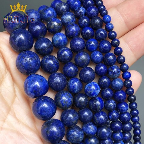Natural Stone Beads Lapis Lazuli Round Loose Stone Beads For Jewelry Making DIY Bracelet Earrings Accessories 15'' 4/6/8/10/12mm ► Photo 1/6