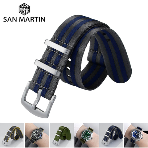 San Martin Watch Strap Nato Nylon Strap 20mm 22mm Universal Type Sports Troops Parachute Bag Watchband Pilot Military Watch Band ► Photo 1/6