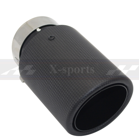 Car Carbon Fibre Matte Exhaust System Muffler Pipe Tip Straight Universal Black Stainless Mufflers Decorations For Akrapovic ► Photo 1/6