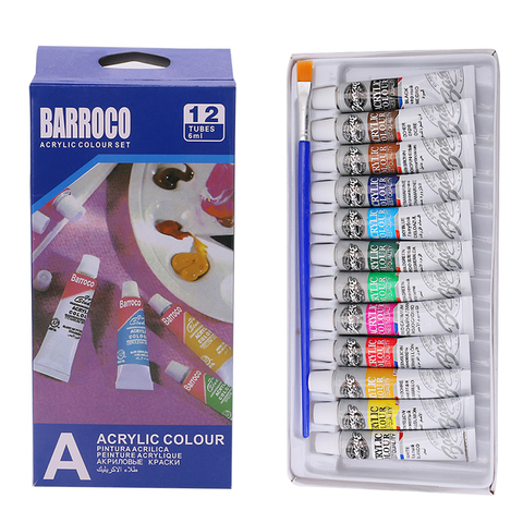 6 ml 12 Color Professional Acrylic Paints Set Hand Painted Wall Paint Tubes Artist Draw Painting Pigment Free Brush ► Photo 1/6