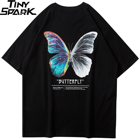 Hip Hop Oversize T Shirt Men 2022 Streetwear Harajuku Color Butterfly Tshirt Short Sleeve Cotton Loose HipHop T-Shirt Plus Size ► Photo 1/6