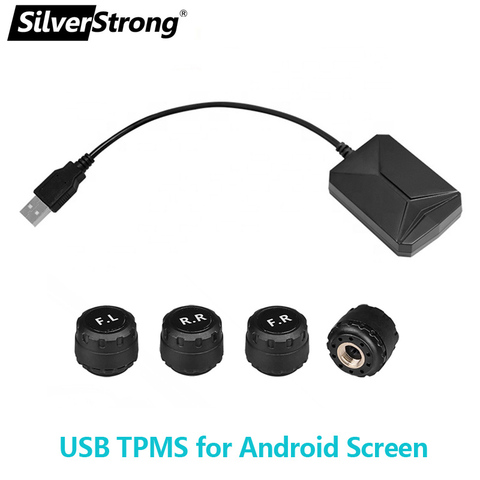 SilverStrong TPMS for Android CAR DVD Car Tire Pressure Monitoring System USB Tire Sensors Alarm Monitoring System 4pcs/kit ► Photo 1/6