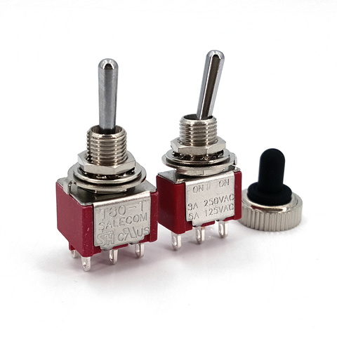 5Pcs SH T80-T Series Standard Lever Mini Toggle Switch 6.35mm Panel Mount 5A 125VAC ► Photo 1/6