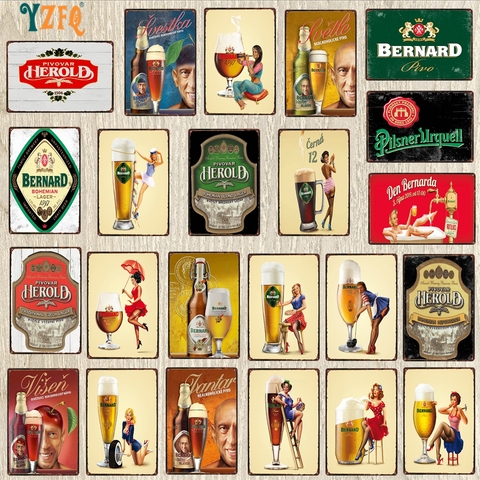 [YZFQ ] Czech Beer Vintage Signs Metal  Retro Plates For Wall Bar Home Pub Art kitchen Restaurant Decoration 30X20CM DU-10032A ► Photo 1/6