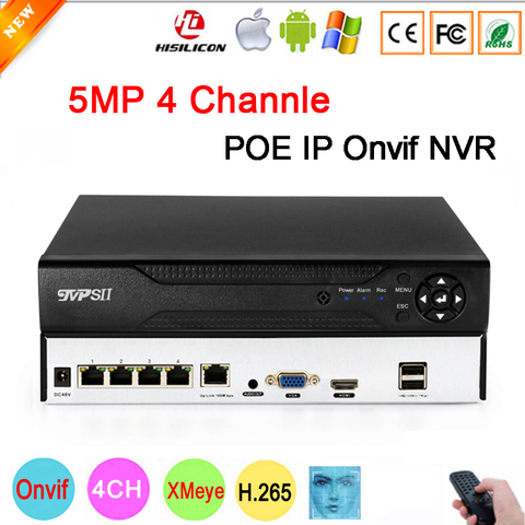 Remote Control Hi3536D XMeye Audio 48V Max 8TB H.265+ 5mp 4CH 4 Channel 9CH Face Detection Onvif IP POE CCTV DVR NVR ► Photo 1/6