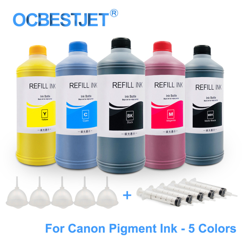 5x500ML Pigment Ink Refill Ink For Canon PFI-107 PFI-120 PFI-320 PFI-102 TM-200 TM200 TM-205 TM-300 TM-305 TM300 (BK C M Y MBK) ► Photo 1/6