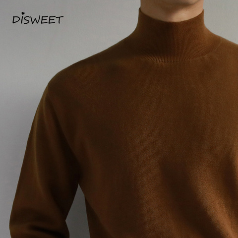 Turtleneck Knitted Sweater Men Korean Sleeved Tight Warm Sweater Men's Simple Solid Slim Stretch Sweater Men 2022 ► Photo 1/6