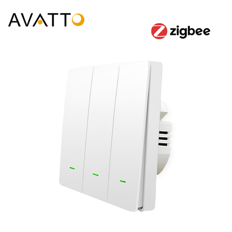 AVATTO Tuya Zigbee Smart Switch No Neutral Wire, Smart Home Smart Light Switches 1/2/3 Gang works with Alexa, Google Home Echo ► Photo 1/6