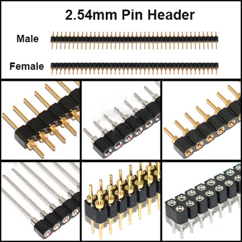 2.54mm Pitch Round Hole Pin Header Male Female Single Double Row 1*40P 2*40P Gold-plated Round Pin Header ► Photo 1/5