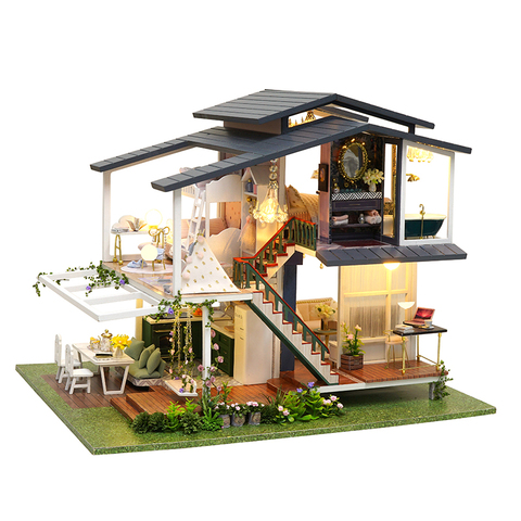 CUTEBEE DIY Dollhouse Wooden Doll Houses Miniature Doll House Furniture Kit Casa Music Led Toys for Children Birthday Gift A81 ► Photo 1/6