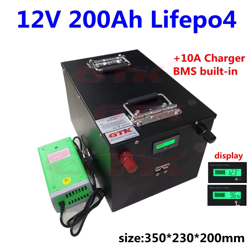 Gtk 12v 200ah Lithium Ion Battery Abs Case With Bms For 1200w Inverter  Forklift Agv Solar Energy Storage+10a Charger - Rechargeable Batteries -  AliExpress