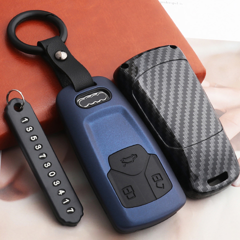 Carbon fiber ABS Matte Car Key Cover Case Shell For Audi A6 A5 Q7 S4 S5 A4 B9 Q7 A4L 4m TT TTS RS 8S 2016 2017 2022 Accessories ► Photo 1/6