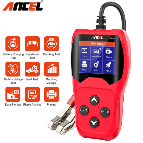 Ancel BA201 Car Battery Tester 12V Analyzer 100 to 2000CCA Battery Tester Car Cranking Charging Circut Tester Diagnostic Tool ► Photo 1/6