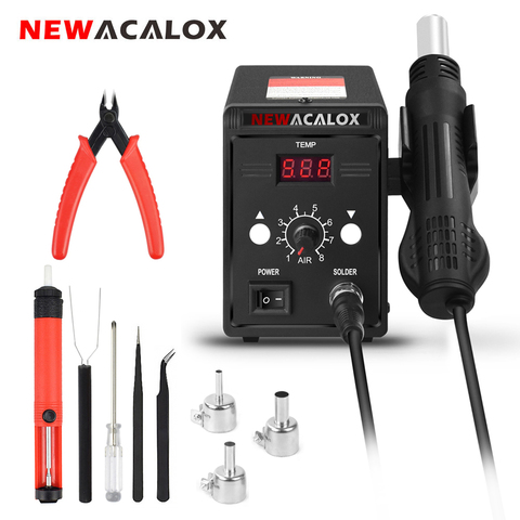 NEWACALOX 110V/220V 700W PCB Rework Station LCD Temperature Adjustable Hot Air Gun Desoldering Heat Gun Soldering Station Tool ► Photo 1/6