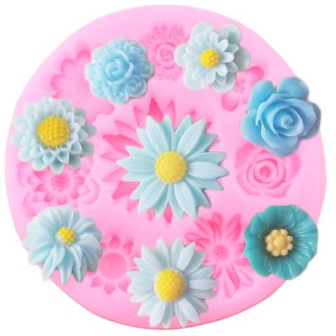 3D Flower Silicone Molds Fondant Craft Cake Candy Chocolate