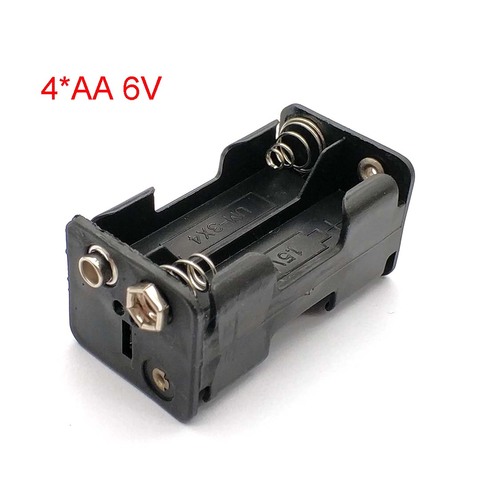 High Quality AA Battery Holder 6V for 4 X AA Batteries Black Plastic Storage Box Case Dual Layers with 9V Connector ► Photo 1/4