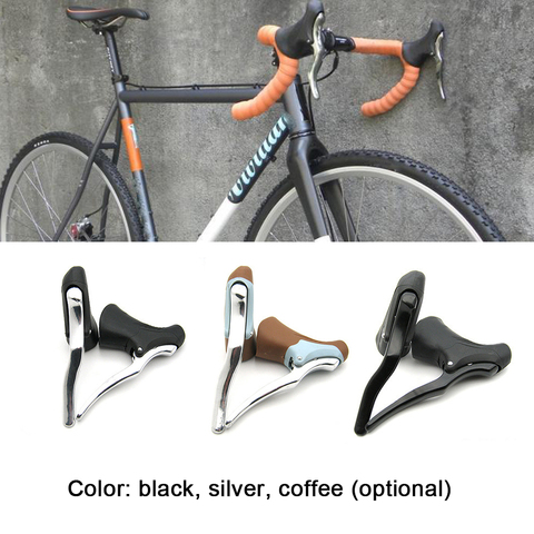 Lixada 1 Pair Aluminum Alloy Road Bike Drop Bar Brake Levers Anti-slip Cycle Brakes Handle Cycling Accessory ► Photo 1/6